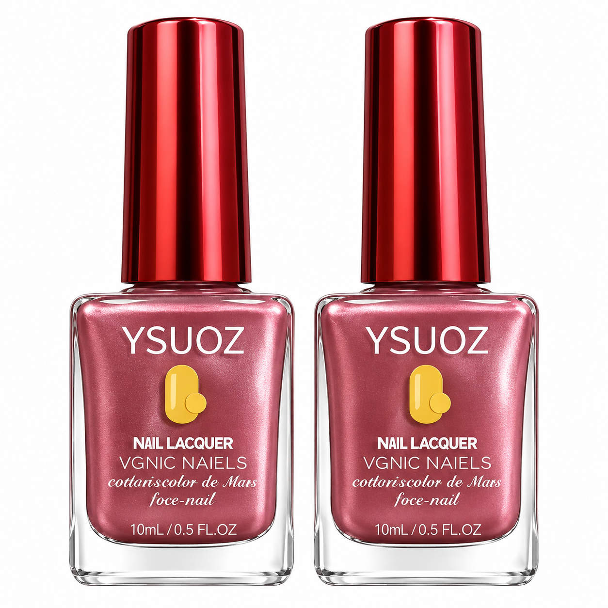 2Pcs Raspberry Rose Mirror-Finish Nail Strengthener – Natural & Quick-Drying
