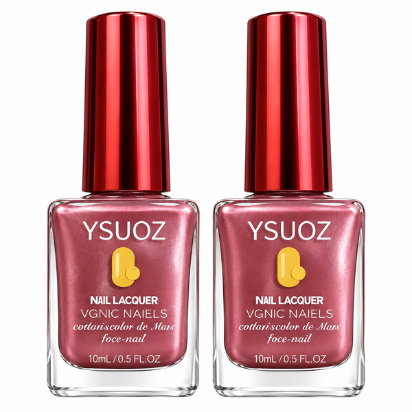 2Pcs Raspberry Rose Mirror-Finish Nail Strengthener – Natural & Quick-Drying