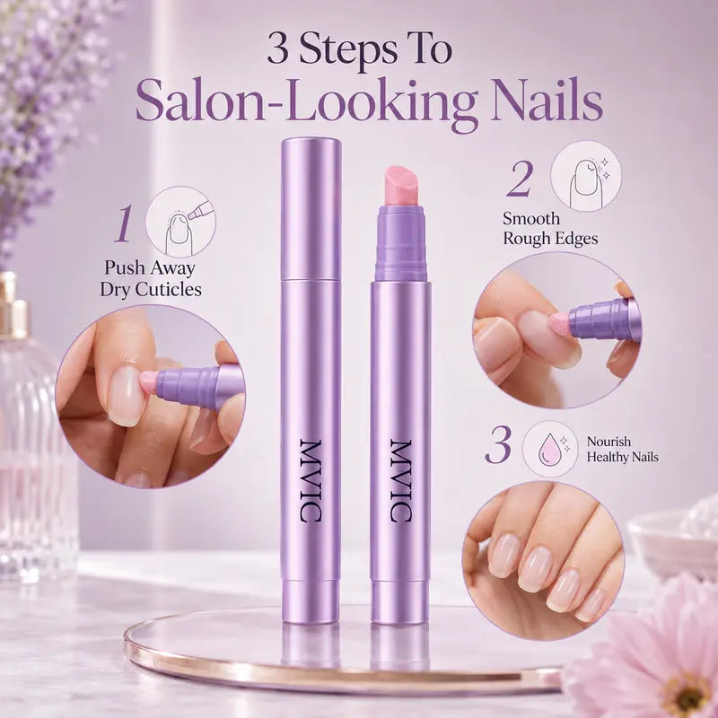 2PCS 3-in-1 Nail Care Pen, Cuticle Oil Cuticle Pusher Nail Oil Pen