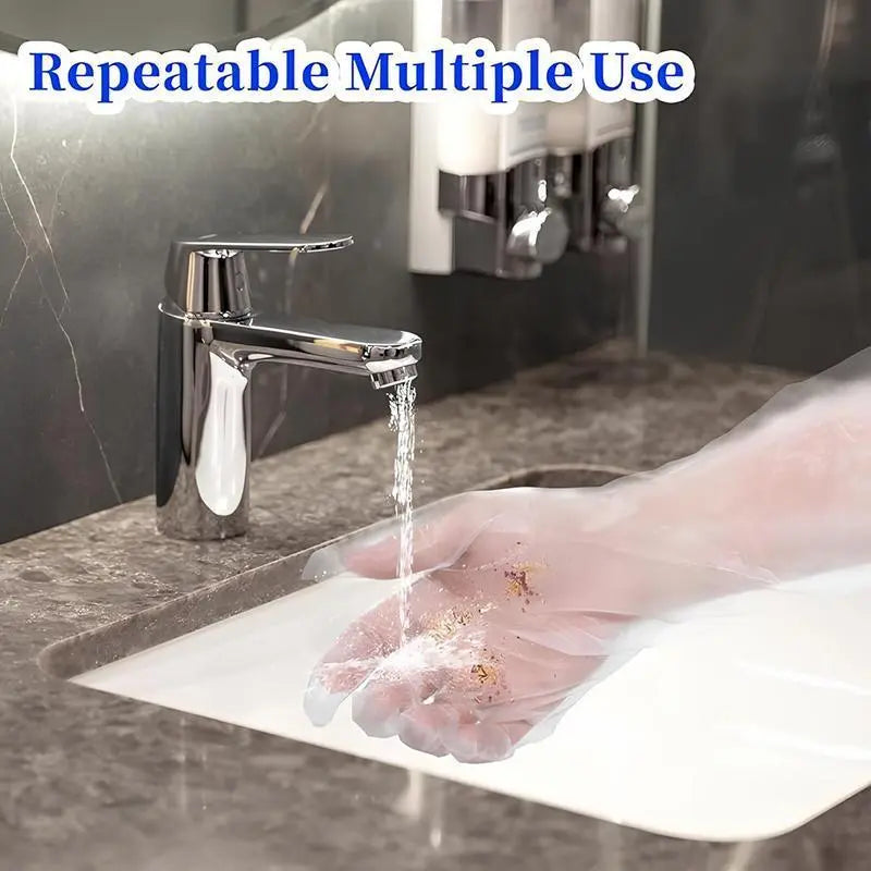 10 Pairs Disposable Long Arm Gloves with Elastic Cuff Household Cleaning