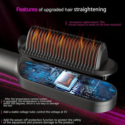 2 In 1 Hair Straightener Brush And Curler 5 Temp Settings