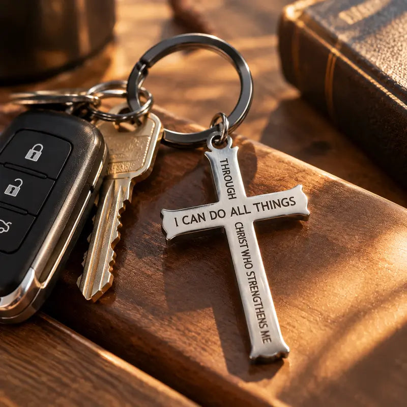 I Can Do All Things Cross Keychain - Christian Faith Gift