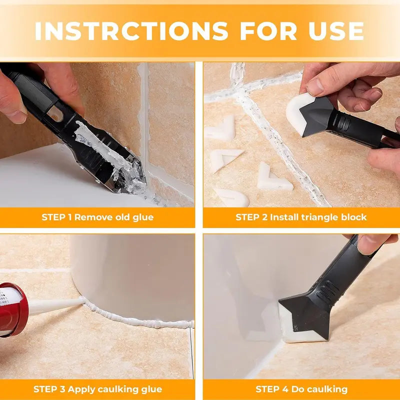 Silicone Caulking Tools - 3 in 1 Sealant Finishing Tool Grout Remove Scraper