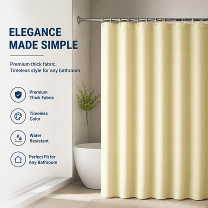 Minimalist Solid Pure Pink Shower Curtain with Hooks,Waterproof Fabric Privacy Bath Curtain