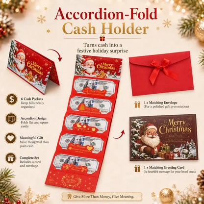 2Pack Christmas Cash Gift Card Holder, Money Holder with Santa Envelope with 6 Slots