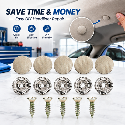 50Pcs Car Roof Headliner Repair Buttons, Fabric Covered Retainer Screws, Auto Ceiling Liner Fixing Snap Fastener Clips