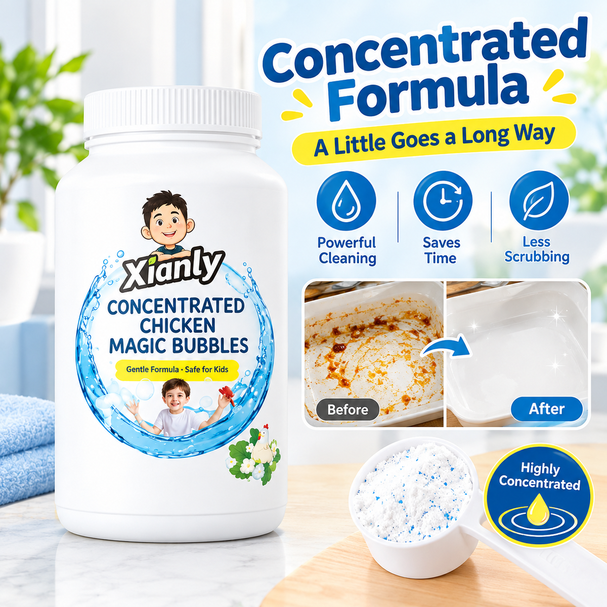 High-efficiency Biological Enzyme Bubble Powder, Powerful Decontamination, Strong Bleaching, Yellowing