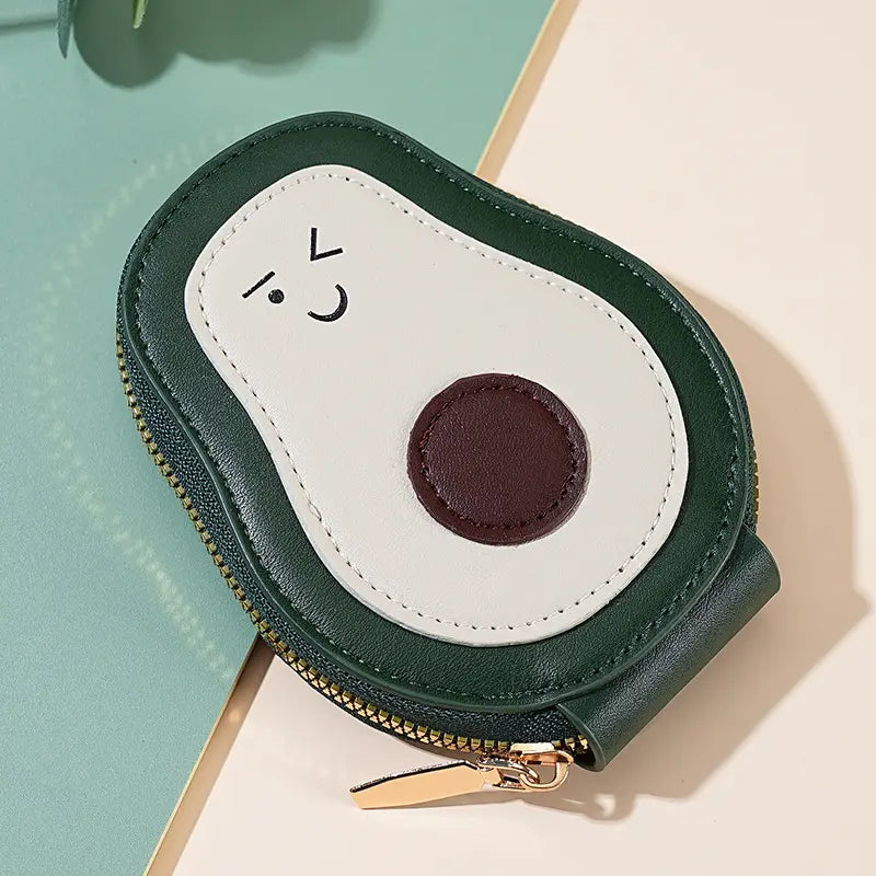 2Pcs Cute Avocado Leather Wallet Card Holder, RFID Blocking Purse
