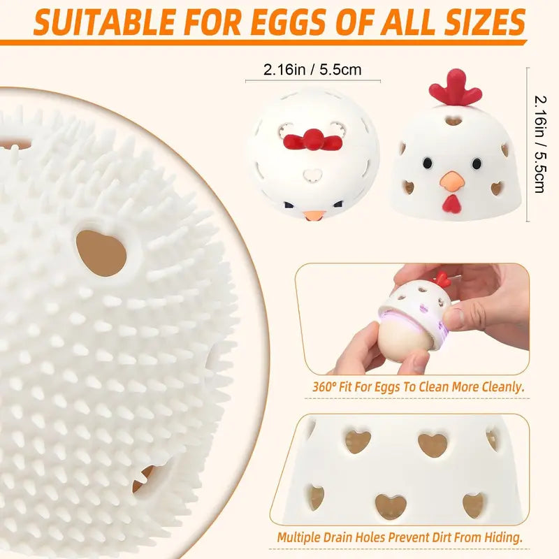 2pcs Silicone Egg Brush Cleaner, Durable Lightweight Washable Vegetable & Fruit Scrubber