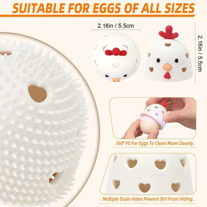 2pcs Silicone Egg Brush Cleaner, Durable Lightweight Washable Vegetable & Fruit Scrubber