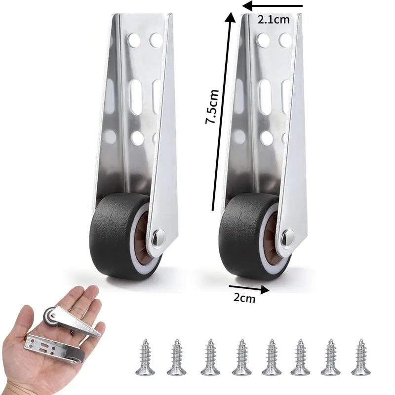 2Pack Vertical Track Roller Wheel, Heavy Duty 110LBS Sliding Door Bottom Guide, Anti-Wobble Door Stop