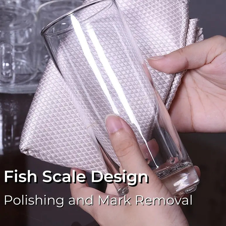 10 PCS Microfiber Reusable Cleaning Rags Fish Scale Streak-Free&Lint-Free