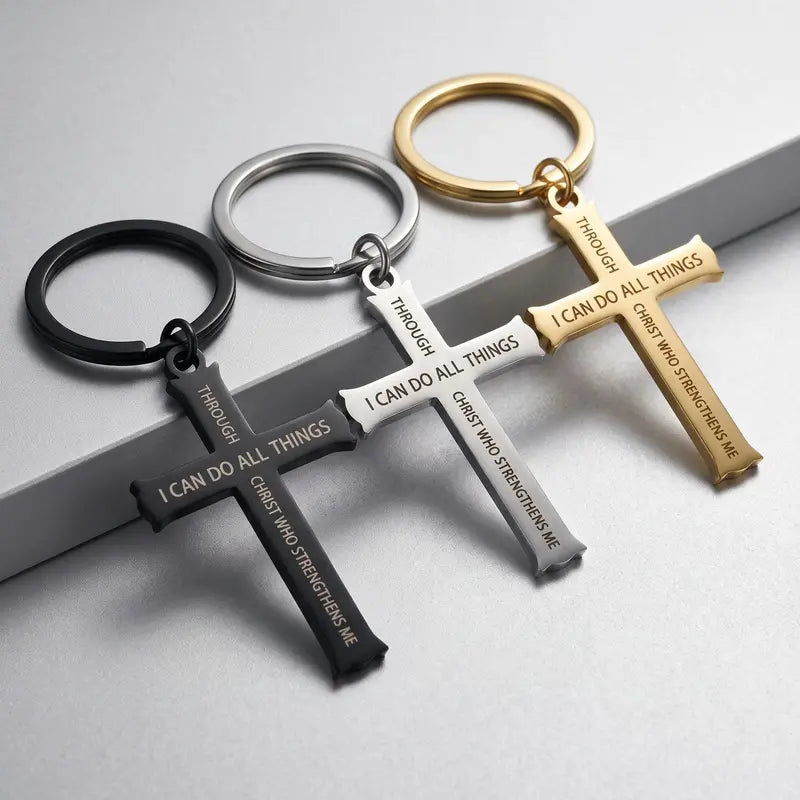 I Can Do All Things Cross Keychain - Christian Faith Gift