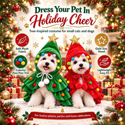 Christmas Tree Pet Costume Dog Outfit Xmas Cape Clothes for Cat Puppy Cloak