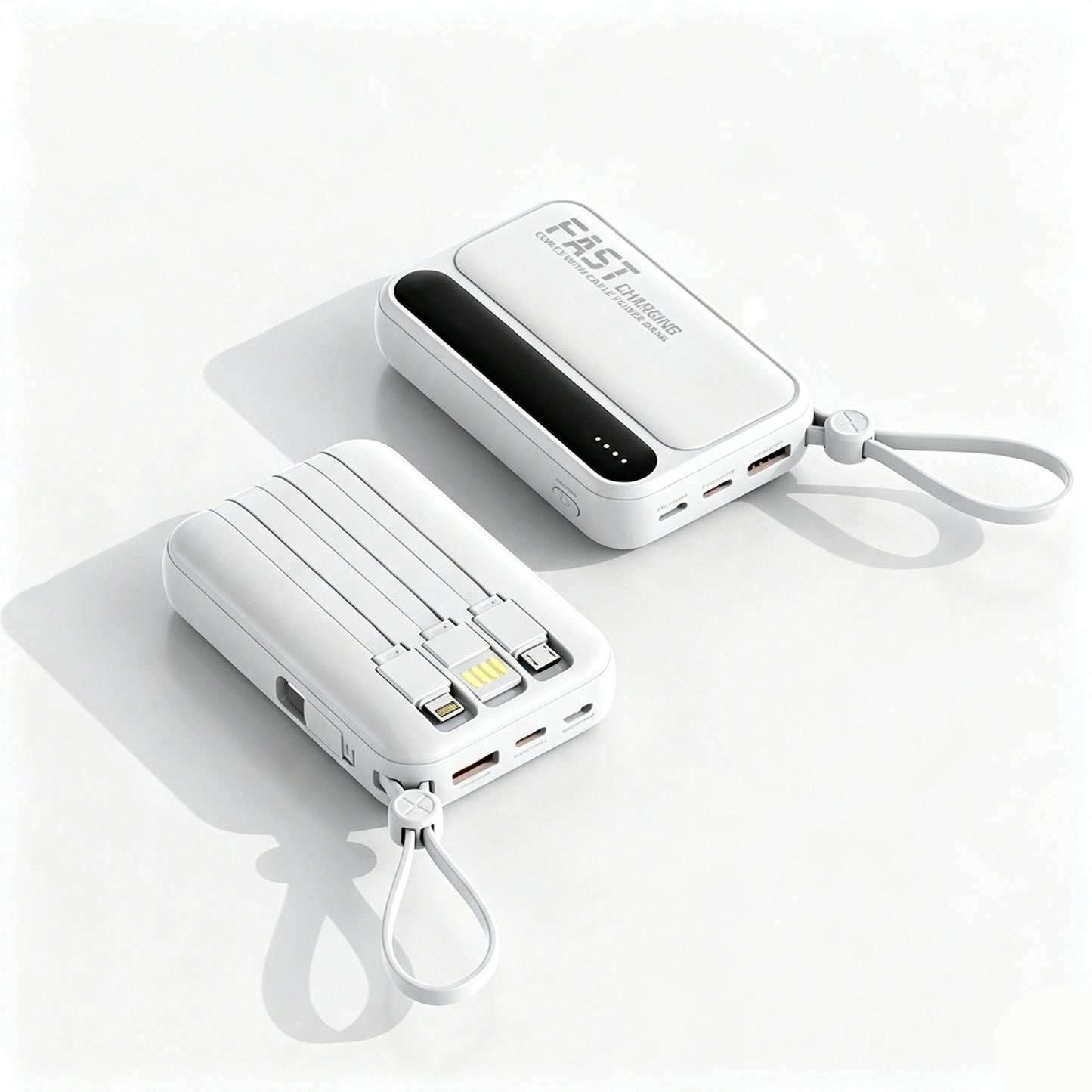 20000mAh Portable External Battery with 4 Integrated Cables for Fast Charging
