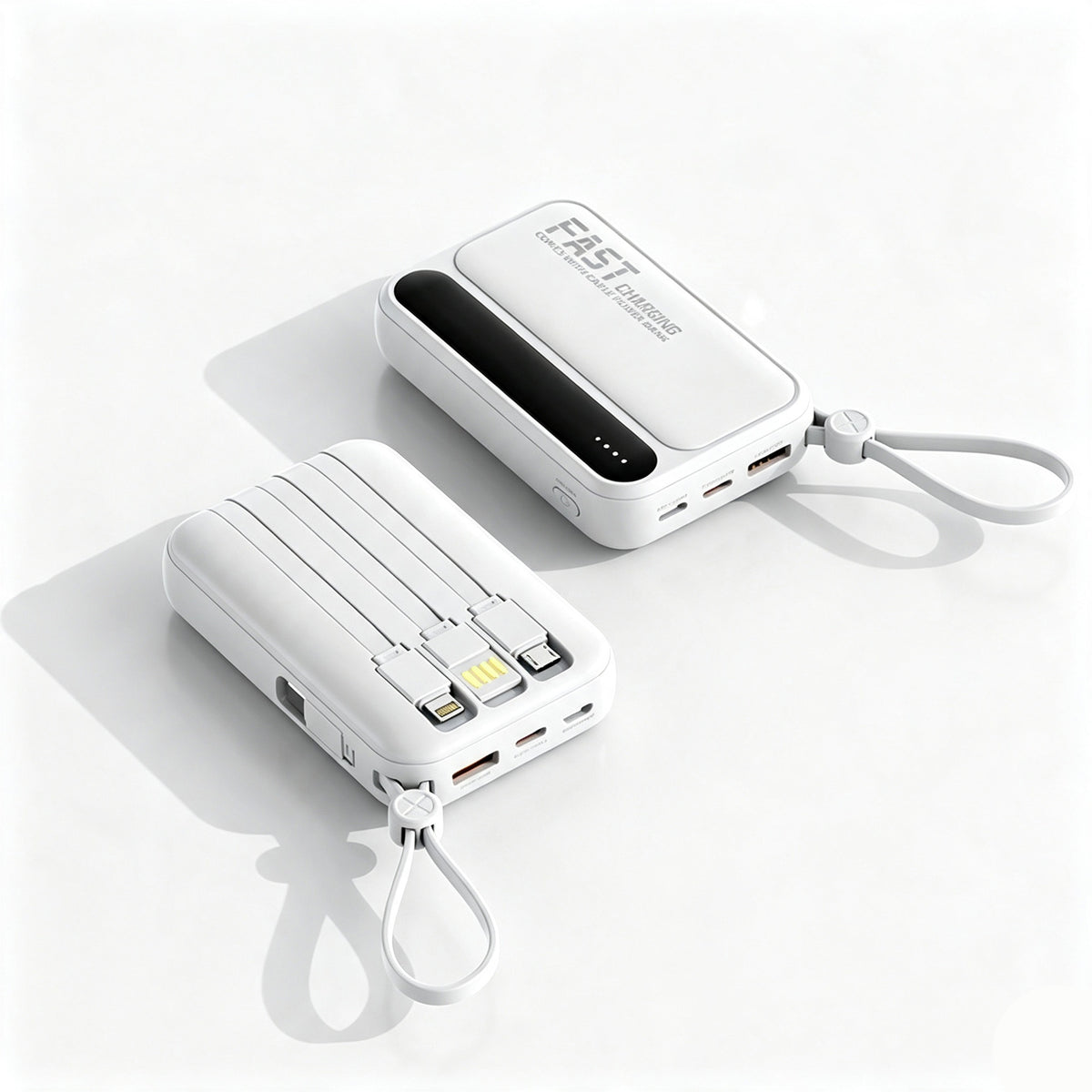 20000mAh Portable External Battery with 4 Integrated Cables for Fast Charging