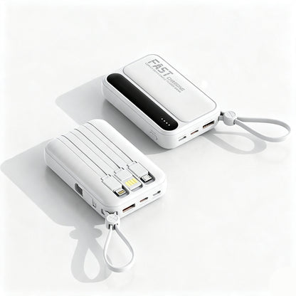 20000mAh Portable External Battery with 4 Integrated Cables for Fast Charging