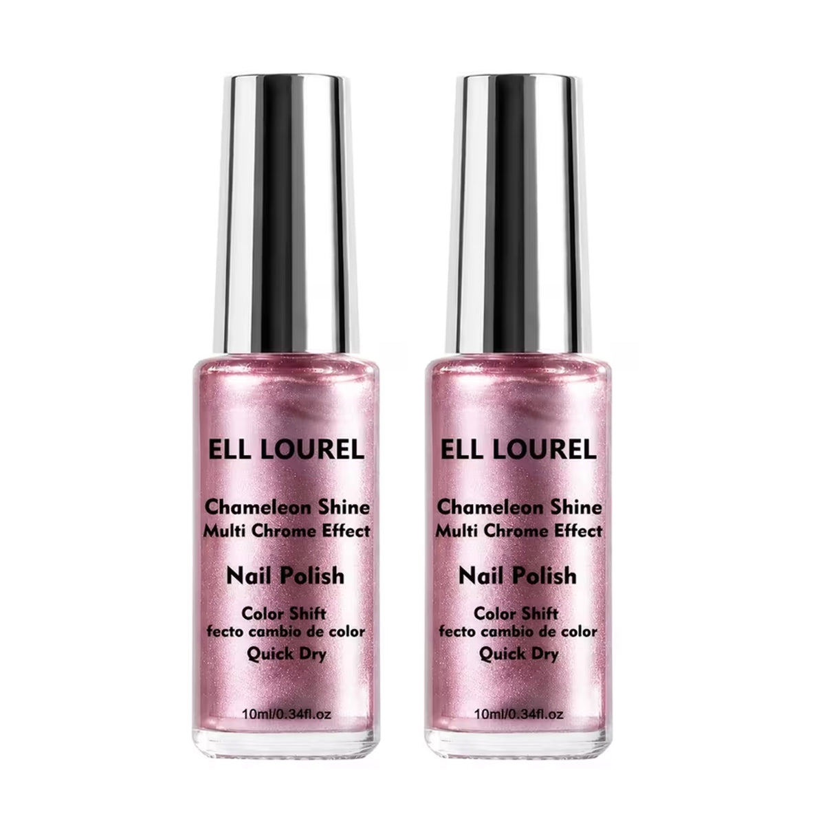 2Pcs Rose-pink Chrome Nail Polish; Quick-drying Formula; High-shine Mirror Finish