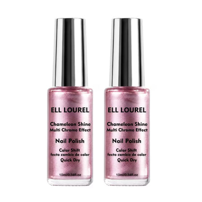 2Pcs Rose-pink Chrome Nail Polish; Quick-drying Formula; High-shine Mirror Finish