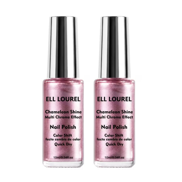 2Pcs Rose-pink Chrome Nail Polish; Quick-drying Formula; High-shine Mirror Finish