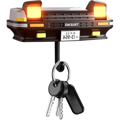 Retro Car Wall Key Holder - LED Pop-Up Headlight, Auto-Off Light, Car Enthusiast Organizer for Home & Garage