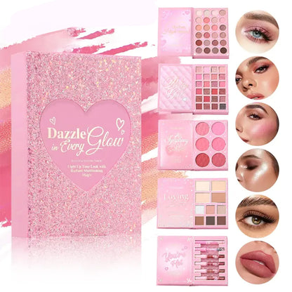 Multifunctional Eyeshadow Palette Book: Shimmer & Matte Shades, Lipstick, and Contouring
