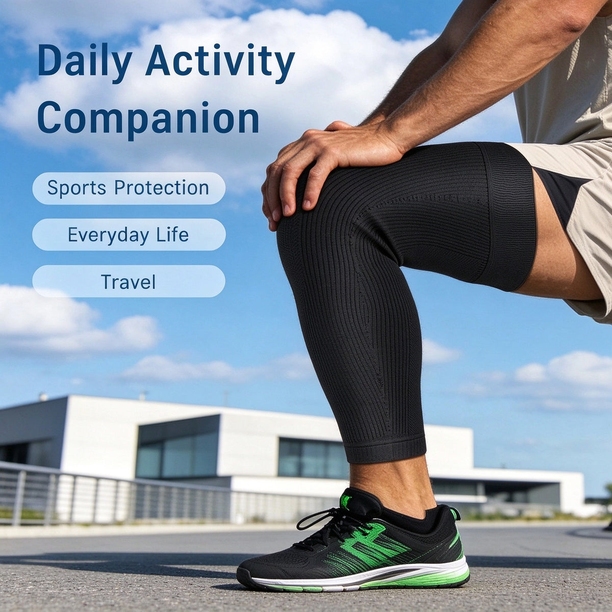 1Pair Unisex Knee Sleeves—Warm, Comfortable, and Featuring an Anti-slip Design