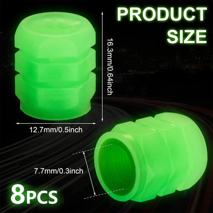 16PCS Fluorescent Tire Valve Stem Caps, Tire Valve Covers, Luminous Auto Wheel Air Valve Caps