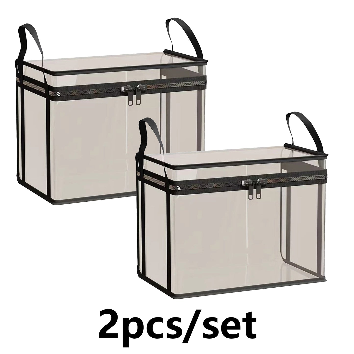 2 PCS Large Storage Transparent Box for Books/Clothes/Documents