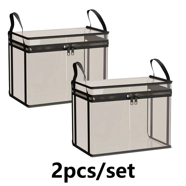 2 PCS Large Storage Transparent Box for Books/Clothes/Documents
