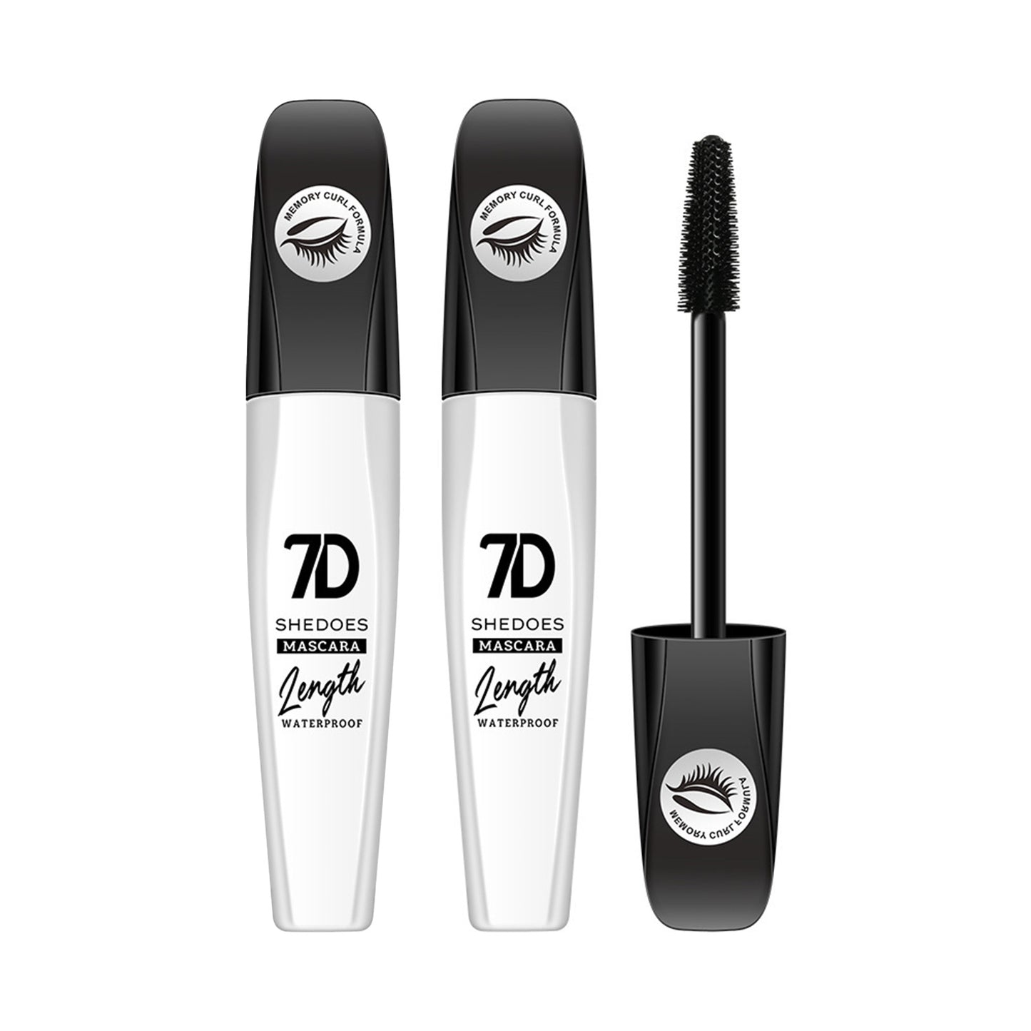 2Pcs 7D Fiber Black Mascara, Natural Lengthening Mascara, Waterproof and Smudge-proof