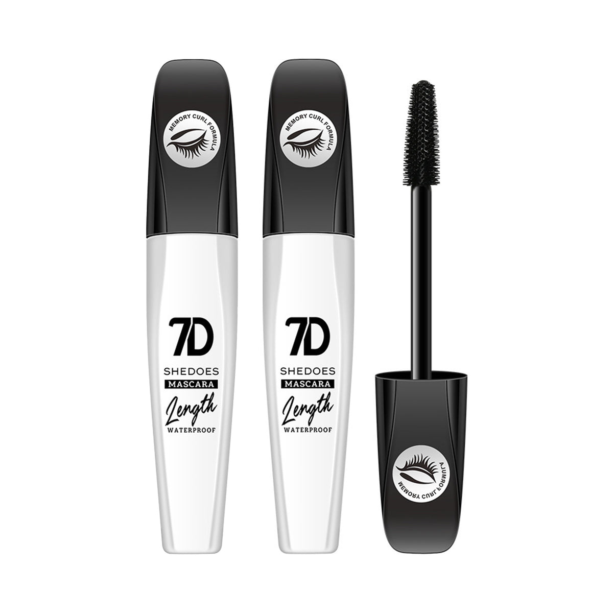 2Pcs 7D Fiber Black Mascara, Natural Lengthening Mascara, Waterproof and Smudge-proof