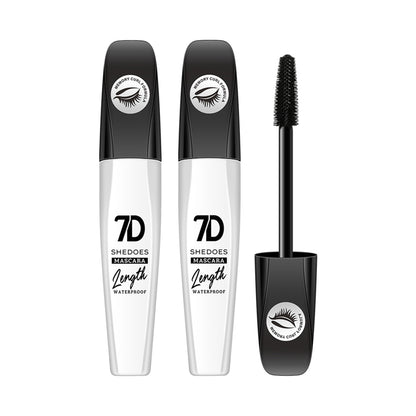 2Pcs 7D Fiber Black Mascara, Natural Lengthening Mascara, Waterproof and Smudge-proof