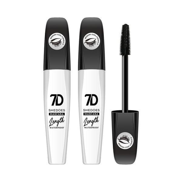 2Pcs 7D Fiber Black Mascara, Natural Lengthening Mascara, Waterproof and Smudge-proof