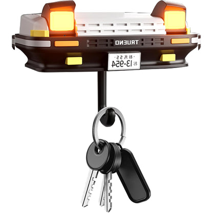 Retro Car Wall Key Holder - LED Pop-Up Headlight, Auto-Off Light, Car Enthusiast Organizer for Home & Garage