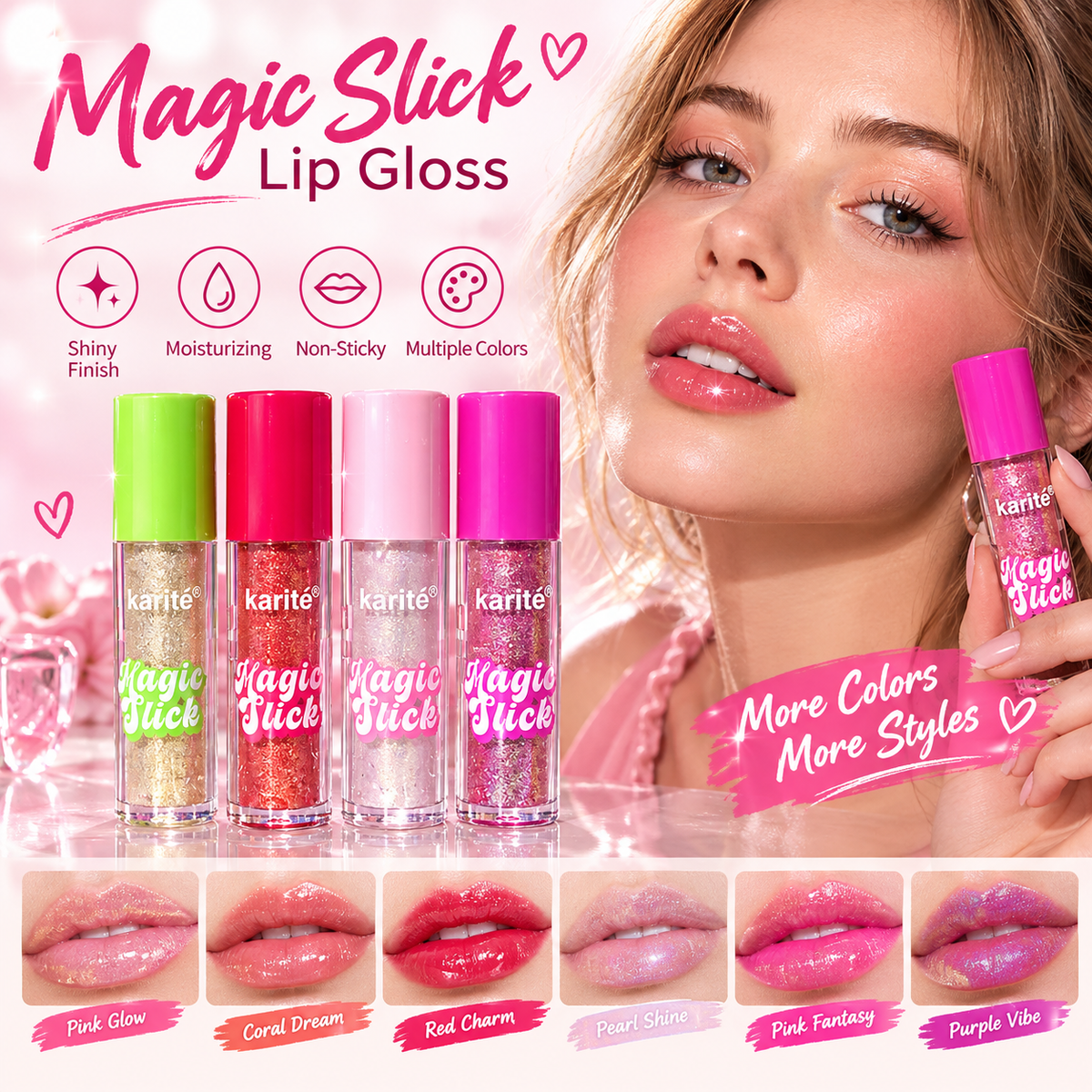 4-Piece Volumizing & High-Shine Lip Glaze Set — Moisturizing & Glossy Lip Oil
