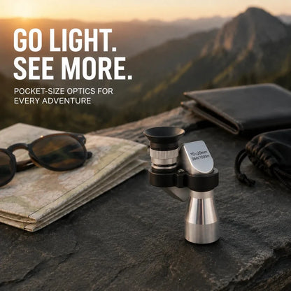 10×20 Mini Monocular Phone Telescope Distance Viewer with Adjustable Smartphone Clip