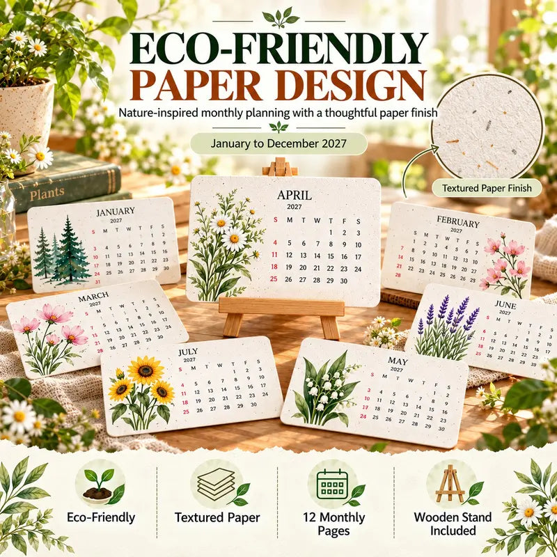 Eco-Friendly Plantable Grain Calendar 2027 with Stand