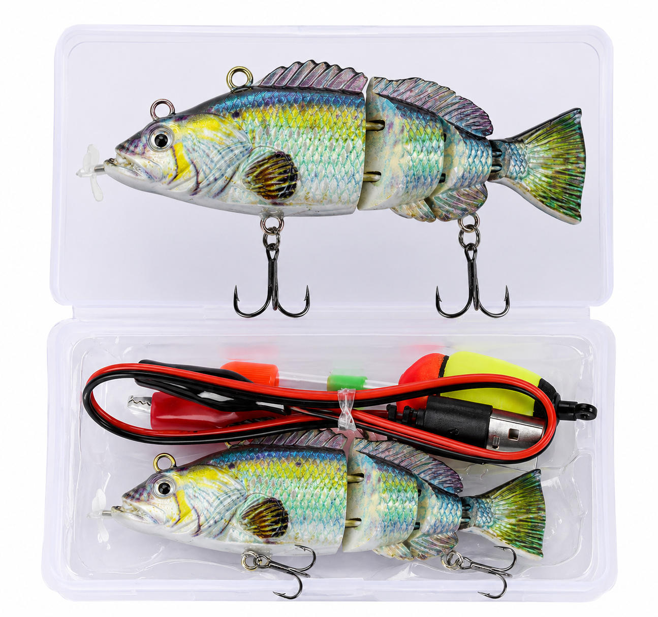 Robotic Swimming Lure 3.9” Electronic Lures USB Rechargeable LED Light
