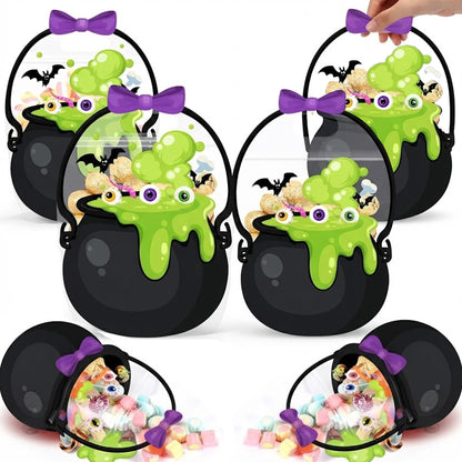 20Pcs Halloween Bags Plastic Pumpkin Clear Sealed Pouches with Handles Resealable Scary