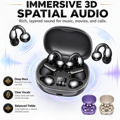 6-in-1 Smart Wireless Earbuds Open-Ear Clip-On & Mini Sleep Headphones