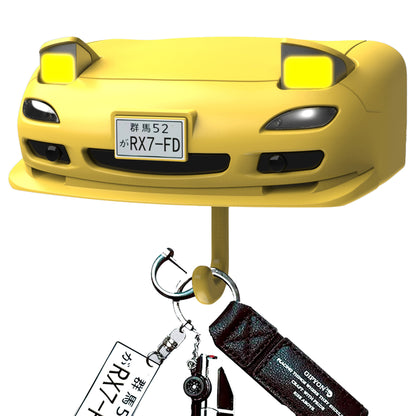 Retro Car Wall Key Holder - LED Pop-Up Headlight, Auto-Off Light, Car Enthusiast Organizer for Home & Garage