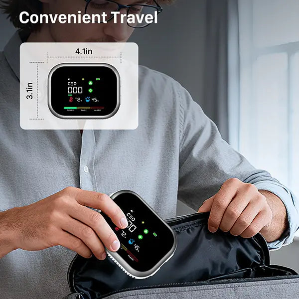 6-in-1 Portable Detector with Natural Gas & Temperature Humidity Sensors Plug-and-Play Design