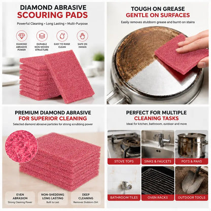1 Roll Red Heavy-Duty Emery Scouring Pads, Abrasive Steel Wool Alternative Cleaner for Burnt Pan & Rust Stains
