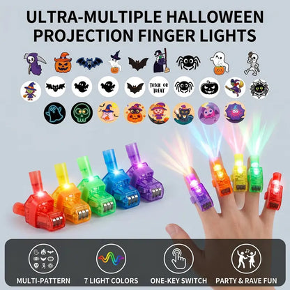36Pcs Halloween LED Projection Finger Lights,Multi-Color Light Up Finger Projectors