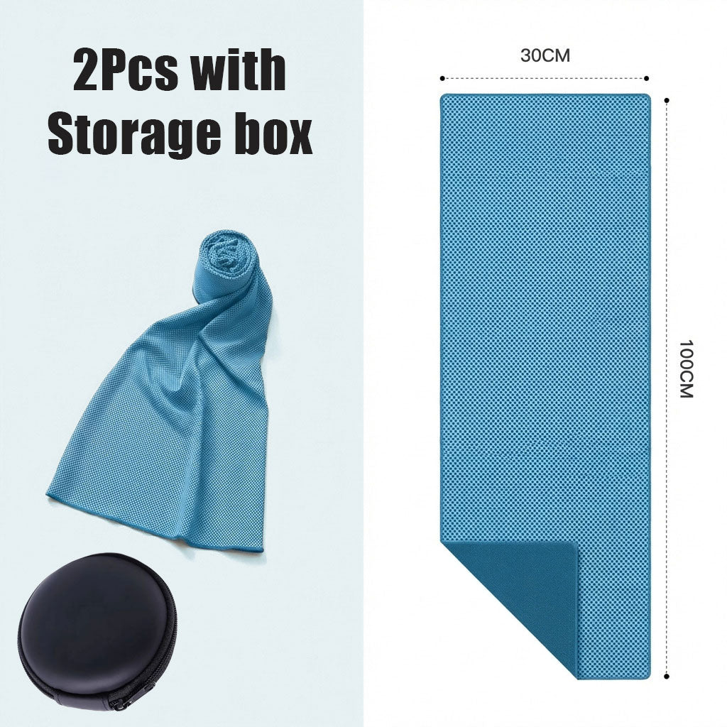 2 Pack Cooling Towel ( with Storage box), Soft Breathable Chilly Towel, Ice Towel