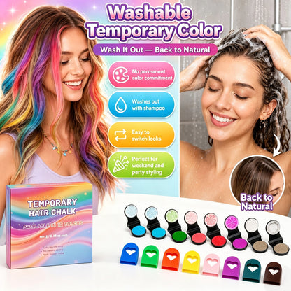 12 ColorsHair Chalk Set Washable Temporary Vibrant Non-Damage Hair Color