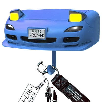 Retro Car Wall Key Holder - LED Pop-Up Headlight, Auto-Off Light, Car Enthusiast Organizer for Home & Garage