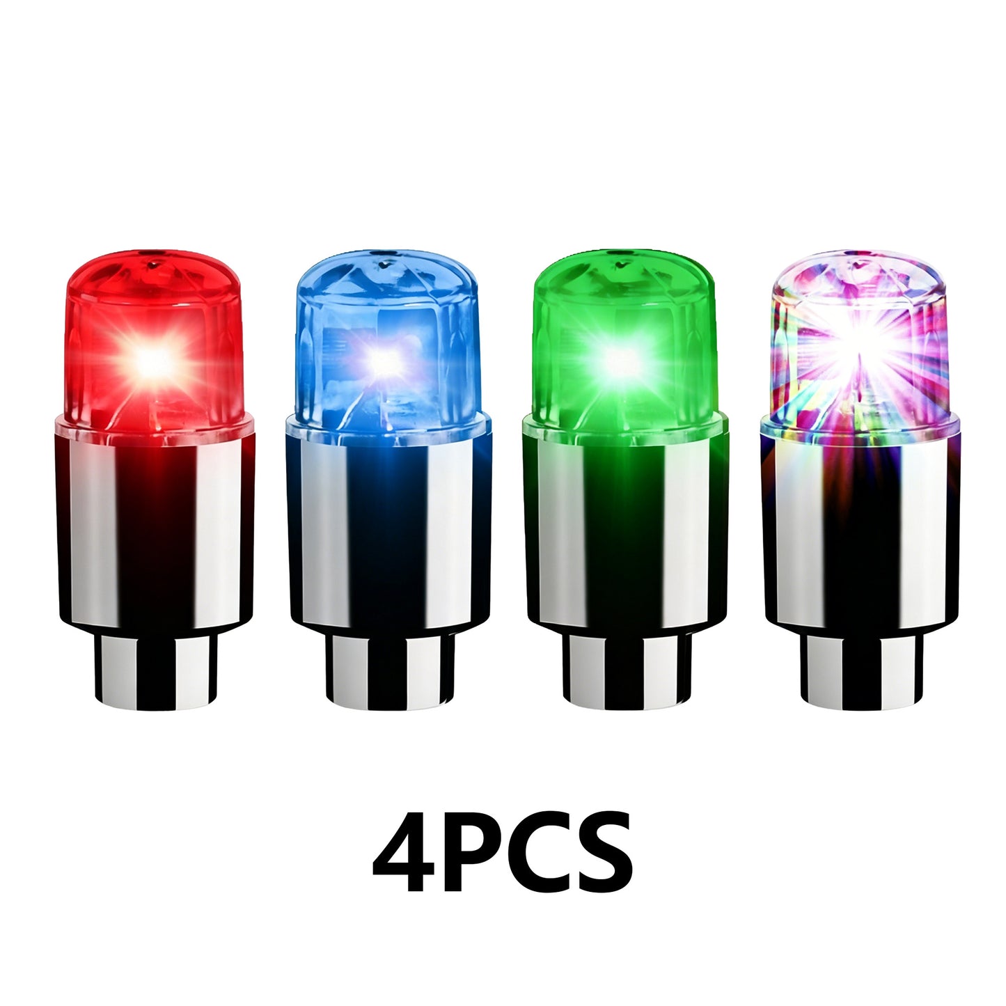 4 Pack LED Tire Lights for Car Trucks Valve Stem Cap Bike Golf Cart