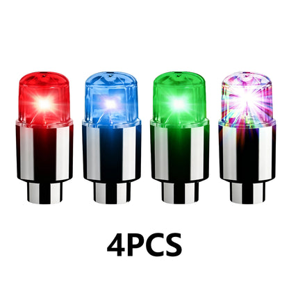 4 Pack LED Tire Lights for Car Trucks Valve Stem Cap Bike Golf Cart